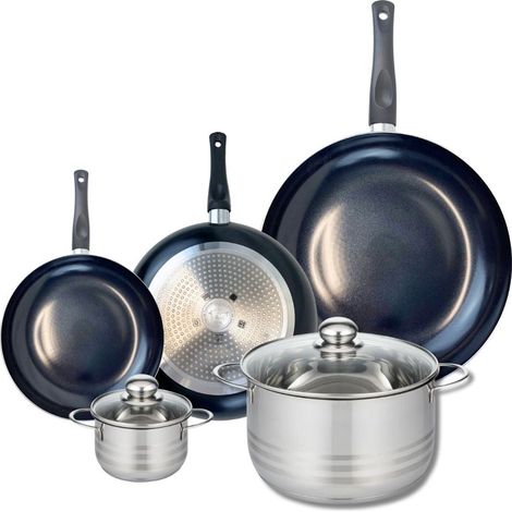 Ensemble de 3 Poêles de cuisson 20, 24 et 32 cm et 2 faitouts 12 et 24 cm Elo Prima Brillant (1/5)