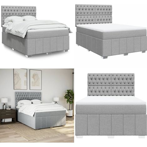 vidaXL Boxspringbett mit Matratze Hellgrau 140x200 cm Stoff (1/5)