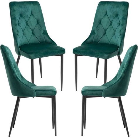 Packs Sillas Comedor - Pack 4 Sillas Dolphin Black Terciopelo - Verde (1/5)