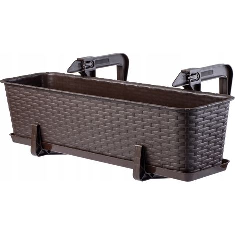 KADAX Balkontopf mit Untersatz, Balkonkasten mit Wasser Öffnungen, 60cm, Braun (1/5)