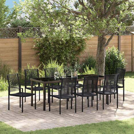 Garten Essgruppe 9 pcs Schwarz PVC-Rattan vidaXL (1/5)