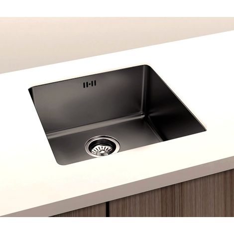 Fregadero Acero Negro Pavonado Serie Berlín 40x40 cm Bajo Encimera