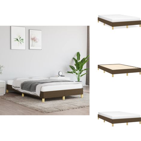 Bettgestell ohne Matratze Dunkelbraun 120x190 cm Stoff - Bettrahmen - Doppelbett - Lattenrost - Massivholzbette - Holzbetten (1/5)