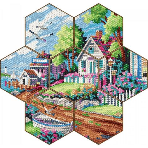 Diamantstickerei - Untersetzer - Wabenmuster - Haus an der Bucht (1/5)