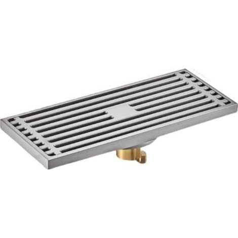 Shower Drainer Invisible Thickened Copper Floor Drain Deodorant and Overflow Proof Toilet Bathroom Washing Machine 8X20Cm Strip Brushed (1/5)