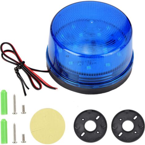 Segnalatore di allarme stroboscopico a LED blu da 12 V, luce lampeggiante, silenzioso, antideflagrante, antipolvere, adatto all'uso sul campo - Crezuo
