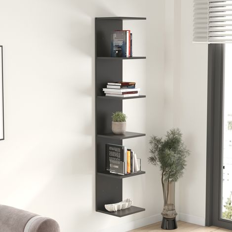 Estantería de pared Surahammar 6 niveles 180x35x32 cm - Negro [en.casa]