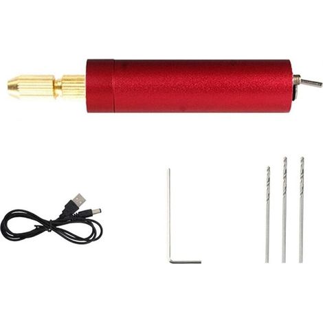Micro Set de perceuse électrique pour la résine mini perceuse électrique pour la fabrication de bijoux kit d'étai à broches électriques poignée électrique portable bricolage rouge (1/5)