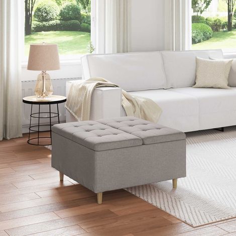 Aufbewahrungsottomane mit Kissen Taupe 80 x 80 x 45 cm Stoff