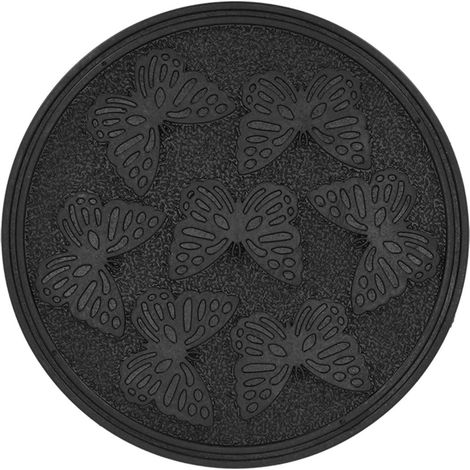Esschert Design Trittplatte Schmetterlingsdekor Schwarz Ø 30 cm aus recyceltem Gummi