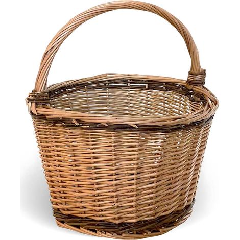 Cesto tondo Flavia in vimini cestino paniere con manico diametro 34 cm x h 26 cm