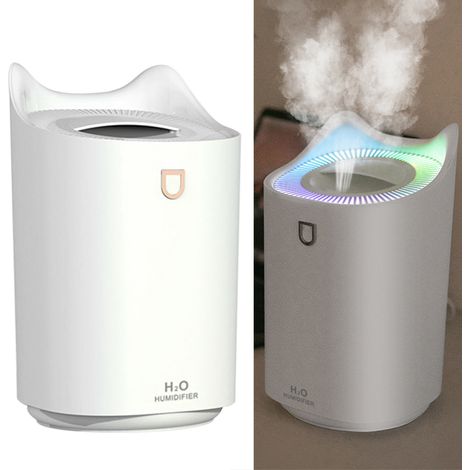 Humidificateur d'air 2L USB, hydratation intense, bec fin, multifonction, humidificateur de bureau avec lumière d'ambiance, blanc (1/5)