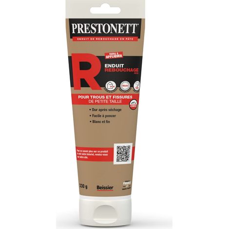 Prestonett – Enduit de rebouchage blanc en pâte tube 330g – Pour intérieur et extérieur – Excellente adhérence sur béton, plâtre, brique