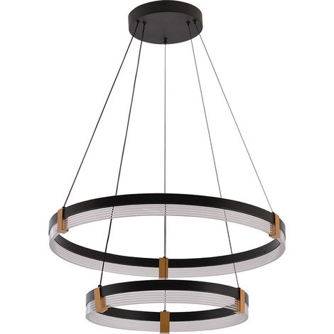 Suspension moderne noire Plum 2 anneaux 60/40cm LED CCT (1/5)