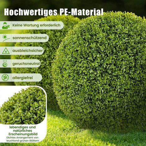 Lot de 2 boules de buis, boules de buis de 39 cm, plantes boules décoratives résistantes aux UV pour la maison