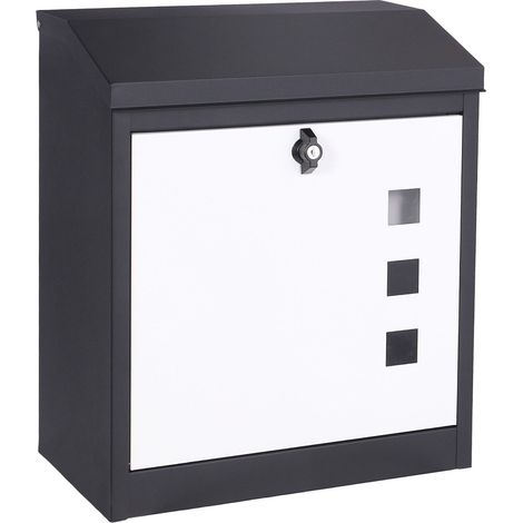 Bc-elec - HPB905 XXL Sicherheits-Klappe Briefkasten Mailbox, Kleiner Paketkasten 53x43,5x26cm in anthrazit / wei� verzinktem Stahl