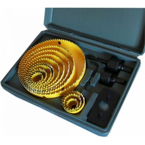 SET 16 PZ FRESE LEGNO FRESE A TAZZA PER TRAPANO SUPPORTO 2 ATTACCHI 12 FRESE