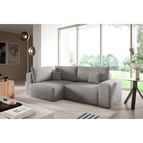 Ecksofa Schlafsofa Sofa ARONA in Stoff Centaur Graubeige Ottomane Links