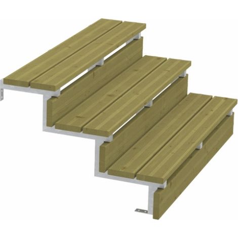 Plus Außentreppe Kiefer/Feuerverzinkt 3 Stufen 120 cm breit Außentreppe (1/3)