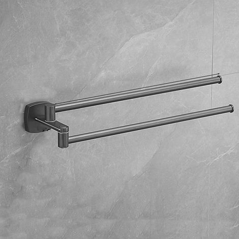 Porte Serviette Salle de Bain Pivotant, Porte-serviettes Mural avec 2 Barres, Accroche Torchon Cuisine Rotatif à 180°, 34 cm, Support Serviette (1/5)