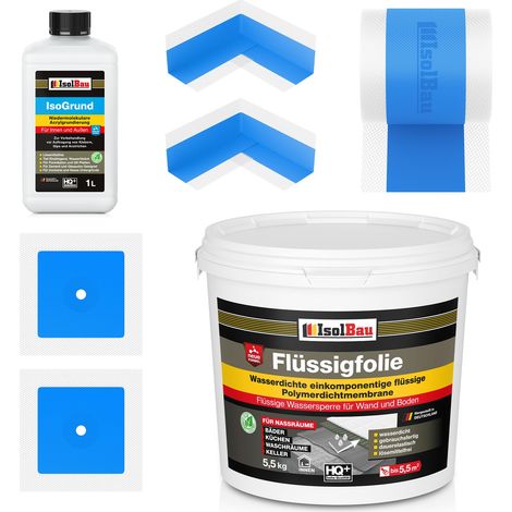 Dichtset Flüssigfolie 5,5kg Duschabdichtung Dichtfolie Innenecke Dichtband Bad (1/5)