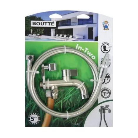 Boutté – Robinet in-two avec lance et tuyau 2m – Pistolet d'arrosage pour espaces confinés – Matériaux résistants pour usage intensif (1/8)