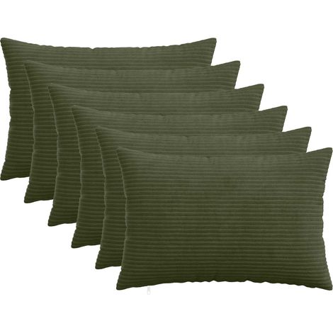 Housse de coussin 6 pcs HEERLEN Vert 50 x 70 cm velours côtelé vidaXL