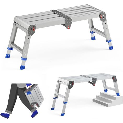 Plateforme de travail pliable pour adultes, tabouret pliable en aluminium, réglable en hauteur, échelle portable en aluminium légère et robuste, capacité de charge maximale de 500 kg. (1/5)
