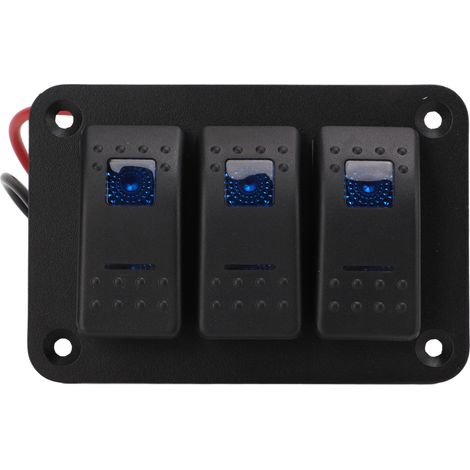 Interrupteur à bascule 3 positions avec protection contre les surintensités, LED bleue rétroéclairée, étanche IP65 pour 12-24V voitures, bateaux, SUV, camions (1/5)