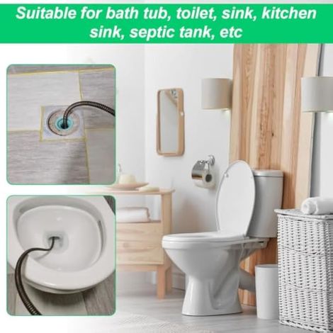 5m Furet Déboucheur Canalisation avec Connecteur pour Perceuse, Tarière à Ressort Flexible pour Débouchage évier et Nettoyeur Gouttière, Débouchage de Vidange pour Cuisine & Salle, Acier au Manganèse (1/3)
