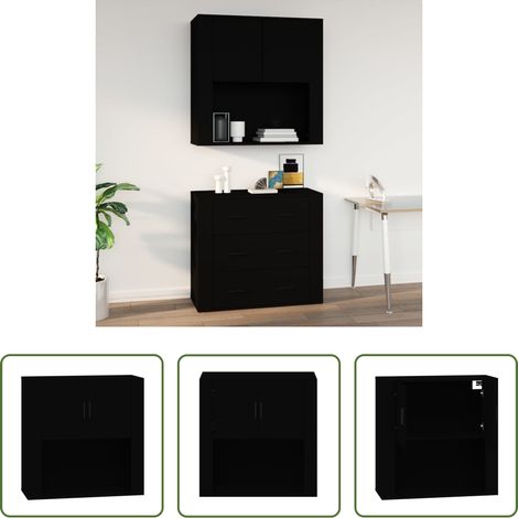 Rangement mural -  Armoire murale Noir 80x33x80 cm Bois d'ingénierie (1/5)