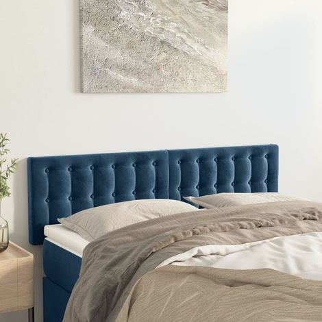 2 pcs Têtes de lit avec oreilles pour lit adulte, Tableau décoratif de chevet élégante Bleu foncé 72x5x78/88 cm Velours SDG77108 (1/5)