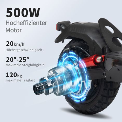Trottinette électrique 10 pouces 500W 20km/h 60km autonomie 600Wh, pliable, double suspension, freins à disque, clignotants, écran LED, charge 120kg