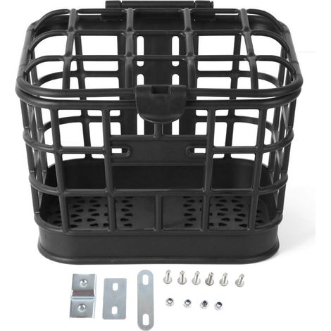 Panier Vélo Avant Grande Capacité Anti-écrasement Noir PC Amovible avec Couvercle pour Vélo Électrique (1/5)