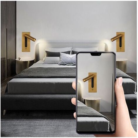 Rwoythk – Applique murale liseuse LED noire – Alliage d'aluminium – 3W lumière chaude 3000K – Angle rotatif 350° et pliable 90° – Ports USB et TYPE C (1/5)