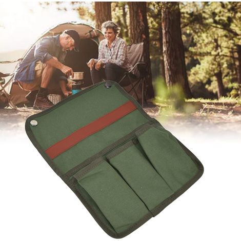 Poche de rangement suspendue pour chaise légère portable multifonction avec support d'accès aux bras pour camping extérieur et picnic vert militaire (1/5)