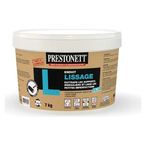 Prestonett – Enduit de lissage 2 en 1 en pâte 7 KG – Pour rattraper jusqu'à 5 mm – Application au rouleau – Finition soignée pour intérieur