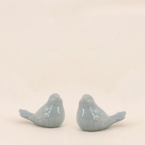 Lot de 2 oiseaux déco vert 11cm