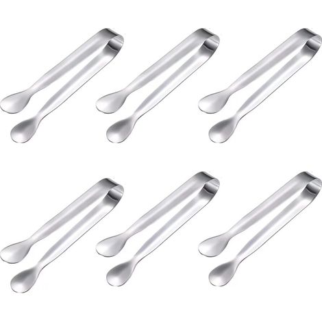 6 Pcs Pince à Glaçons, 11cm Pince à Sucre en Acier Inoxydable Pince de Service Multifonctions Pour Candy Bar Mariage Cuisine Anniversaire Parties (1/5)