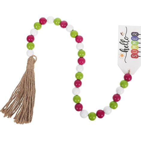 Guirlande de perles en bois décorative (5 pièces) avec pompons, à suspendre. (1/5)