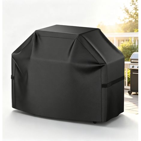 Housse de Barbecue Impermeable 210D Noir 183 x 66 x 130 cm - Couverture de Chariot BBQ (1/5)