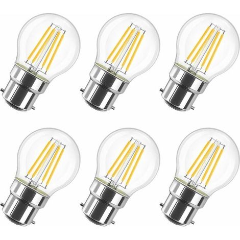 4W Ampoule LED Filament à Bayonnate G45 B22, 2700K Blanc Chaud, 470Lm, Ampoule Vintage, Non-dimmable, Lot de 6 [Classe énergétique E] (1/5)