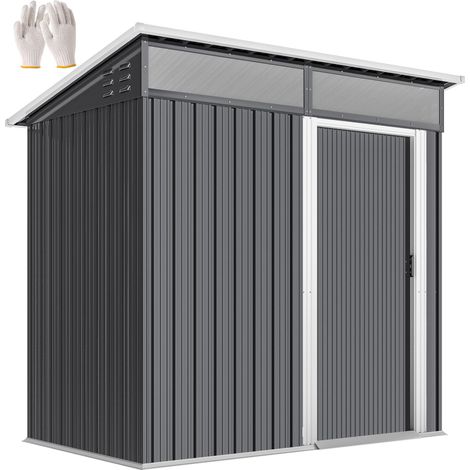 Cabane de jardin Metálica en porte Corredera fenêtres et Almacenaje Extérieur 195x122x159/182 cm gris