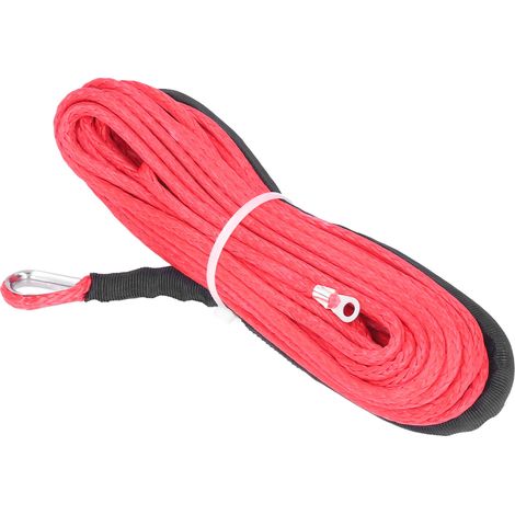 Treuil corde 6mmx15m, fibre synthétique rouge, remplacement SmittyBilt, 4x4 SUV camion quad, câble de traction robuste 1/4in (1/5)