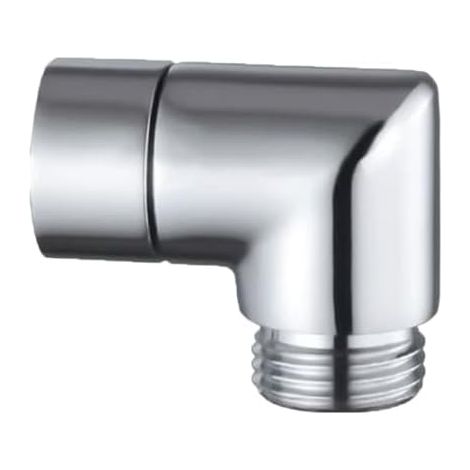 Adaptateur de Douchette 90 Degrés en Laiton Massif, Raccord Coudé 1/2 Pouce pour Pommeau de Douche, Connecteur d'Extension Flexible avec Joint en Caoutchouc, Accessoire de Salle de Bain Argenté (1/5)