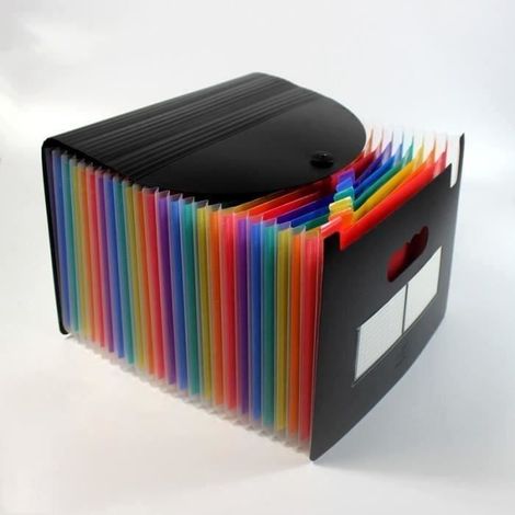 Trieur Extensible 24 Compartiments, Classeur de Documents A4 Grande Capacité Trieur à Soufflets Classeur Rangement Papier Chemise (1/4)