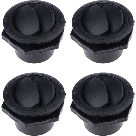 Grille d'aération ronde à persiennes (lot de 4) pour tableau de bord, compatible avec voitures, camping-cars, bateaux et yachts (noire).