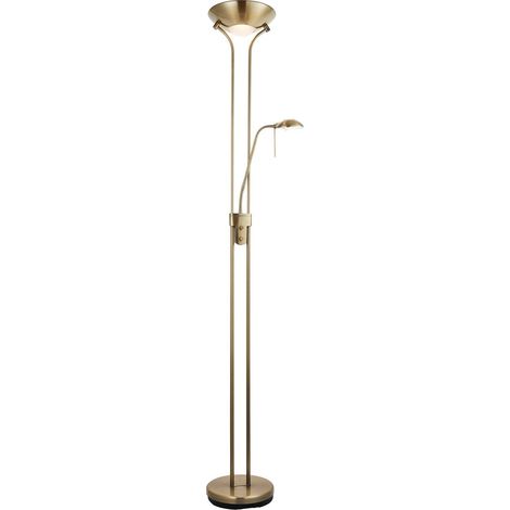Endon Rome - Lampada da terra madre e figlio in ottone antico, vetro opalino, G9 (1/5)