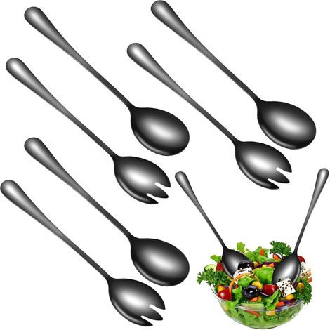 Lot de 6 Couverts à Salade en Acier Inoxydable - Couverts a Salade Robustes - Poli Miroir - Cuillères à Salade de 20 cm - Cuillères de Service Ustensiles pour Cuisine, Salle À Manger (1/5)
