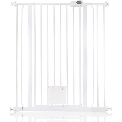 Bettacare Pet Gate with Lockable Cat Flap, 94.3cm - 101.9cm, White, 104cm in Height